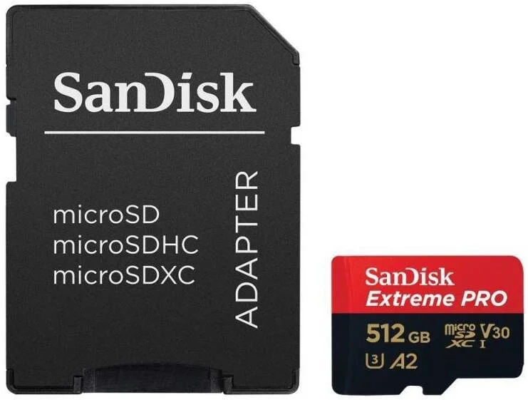 کارت حافظه SanDisk Extreme Pro 512GB microSD UHS-I به همراه آداپتور، سرعت خواندن 170 مگابایت بر ثانیه و سرعت نوشتن 90 مگابایت بر ثانیه، Class 10, UHS Speed Class 3 (U3), A2, Video 30 (V30)، برای ویدیوهای 4K، قرمز/مشکی | SDSQXCZ-512G-GN6MA