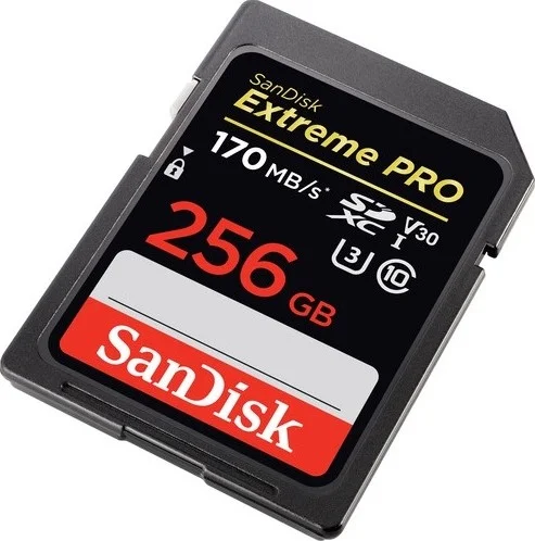 کارت حافظه SanDisk Extreme Pro SDXC با ظرفیت 256 گیگابایت، سرعت 170 مگابایت بر ثانیه V30 UHS-I U3، مشکی | SDSDXXY-256G-GN4IN
