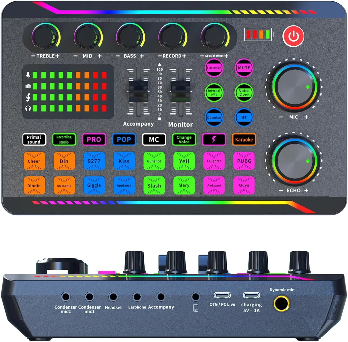 کارت صدای USB، میکسر DJ، میکسر صدا گیمینگ با تغییر صدا، میکسر صدا، میکسر صدا بلوتوثی، برای نوازندگان گیتار، خوانندگان