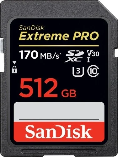 کارت حافظه SanDisk Extreme Pro SDXC با ظرفیت 512 گیگابایت، سرعت 170 مگابایت بر ثانیه V30 UHS-I U3 - مشکی | SDSDXXY-512G-GN4IN