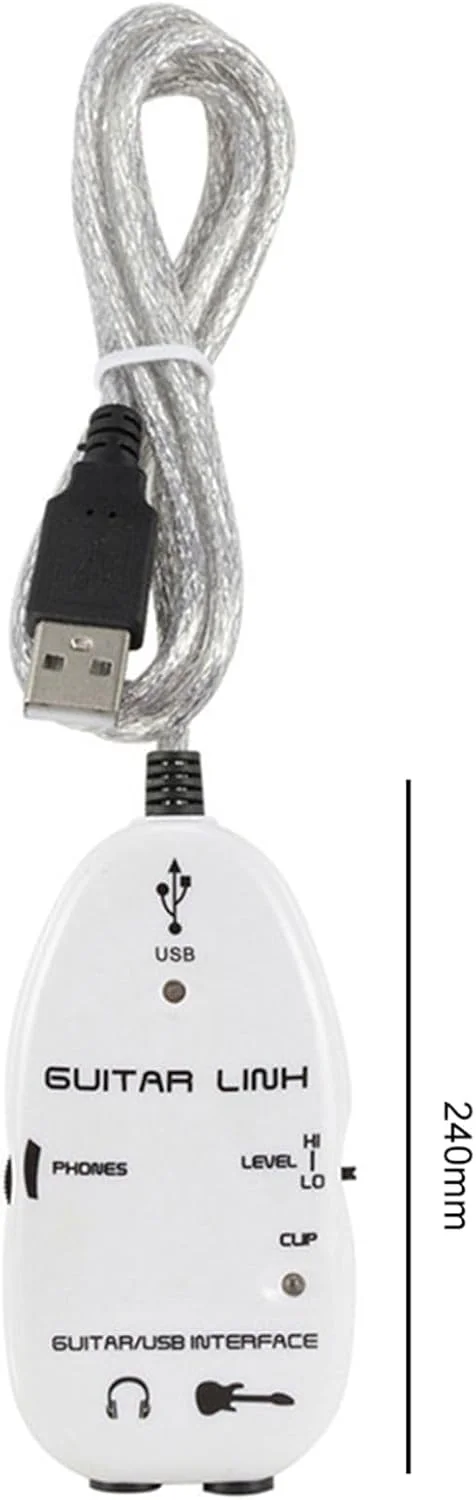 اینترفیس صوتی USB، آداپتور برای کابل های گیتار اینترفیس USB با صدا برای کامپیوتر PC (سفید)