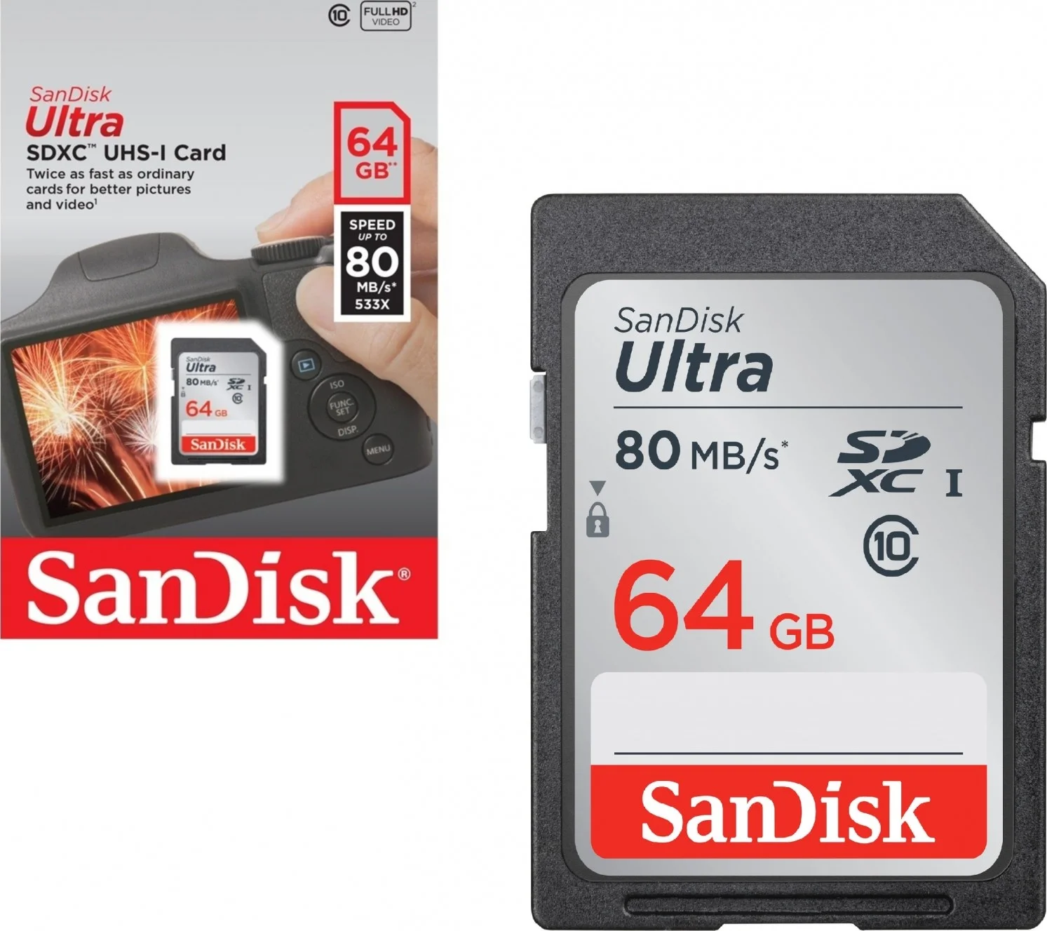 کارت حافظه SanDisk Ultra 64GB تا 80MB/s C10 UHS-I SDXC | SDSDUNC-064G-GN6IN