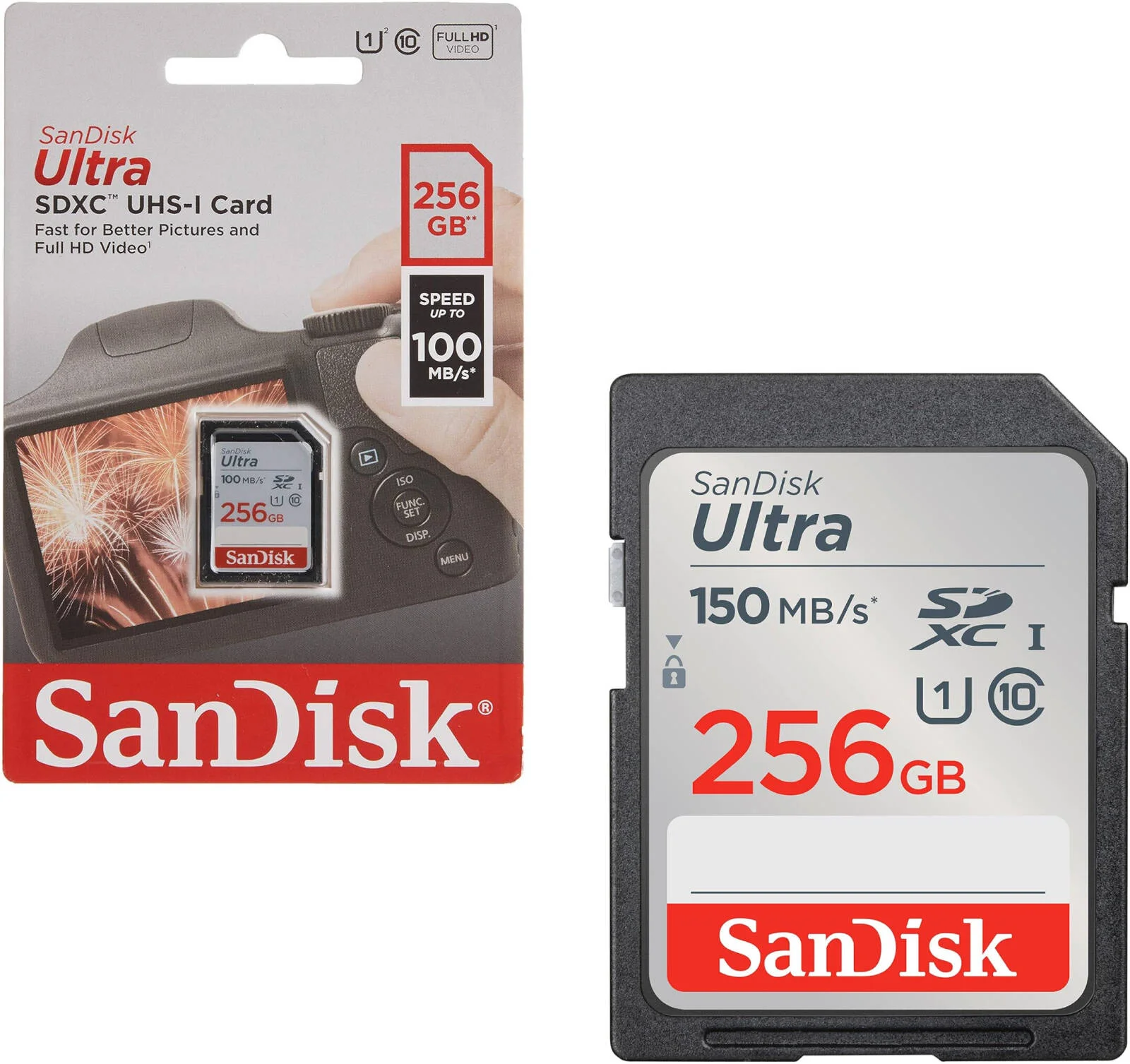 کارت حافظه SanDisk Ultra UHS-I SDXC، ظرفیت 256 گیگابایت، فرم فاکتور SDXC، سرعت نوشتن ترتیبی تا 150 مگابایت بر ثانیه | SDSDUNC-256G-GN6IN