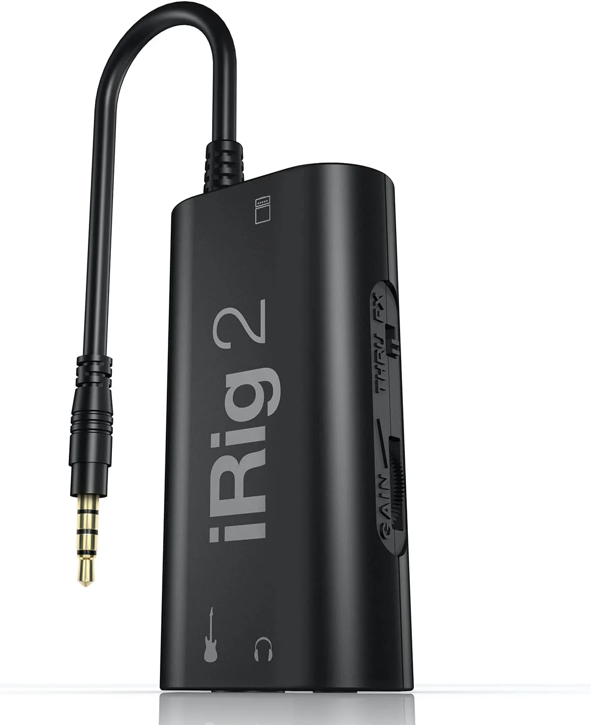 اینترفیس گیتار IK Multimedia iRig 2 برای iOS و Mac، اینترفیس گیتار TRRS با هدفون استریو، آداپتور اینترفیس برای iPhone، iPod Touch و iPad
