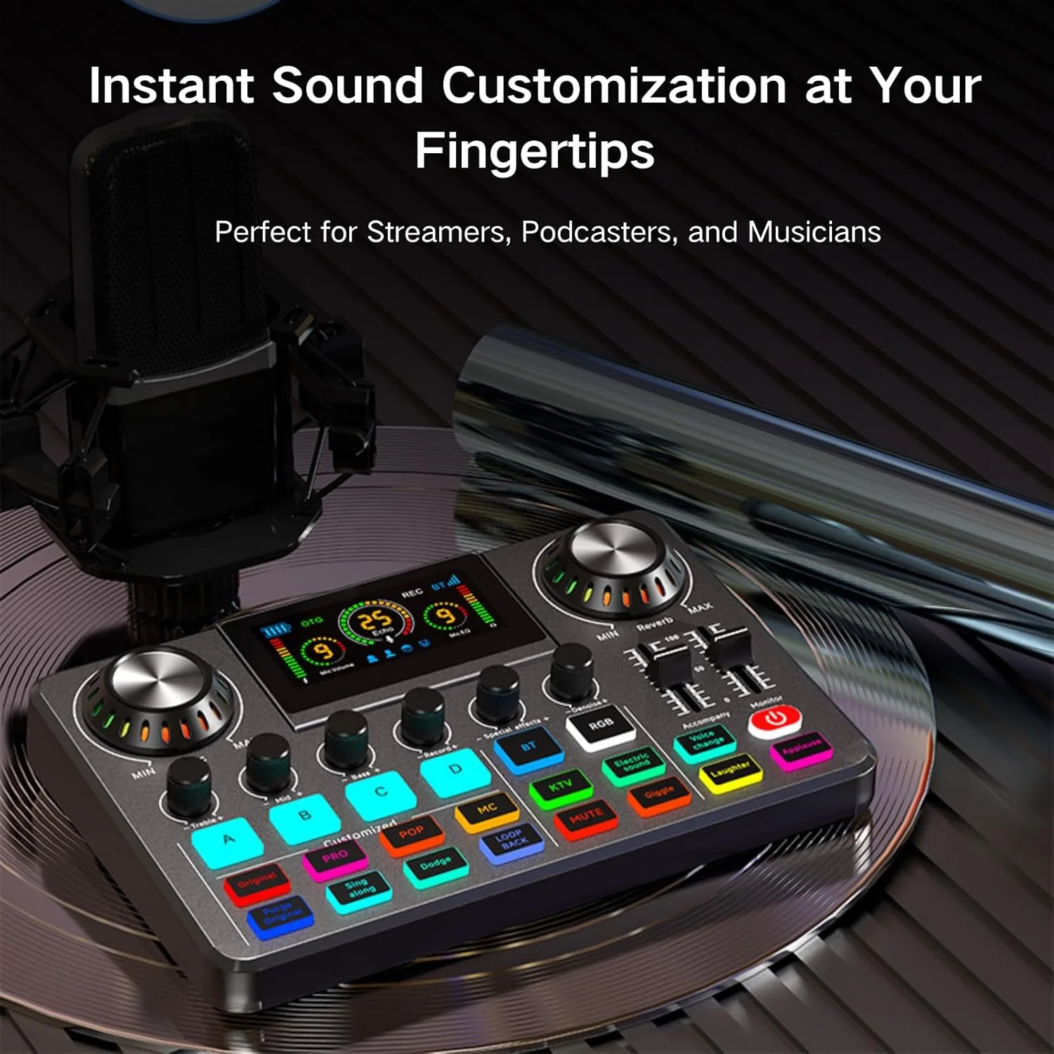 میکسر صوتی گیمینگ HOSONGIN، رابط صوتی 9 کاناله RGB با پیش تقویت کننده حرفه ای میکسر صوتی گیمینگ HOSONGIN، رابط صوتی 9 کاناله RGB با پیش تقویت کننده حرفه ای