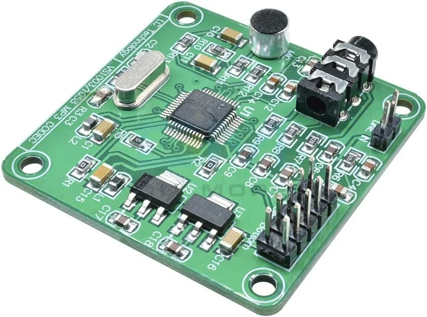 ماژول پخش کننده صوتی MP3 مدل Hailege VS1053، کارت رمزگشایی صوتی با میکروفون ضبط داخلی، رابط SPI، درگاه خروجی Line-In، 12.288 مگاهرتز ماژول پخش کننده صوتی MP3 مدل Hailege VS1053، کارت رمزگشایی صوتی با میکروفون ضبط داخلی، رابط SPI، درگاه خروجی Line-In، 12.288 مگاهرتز