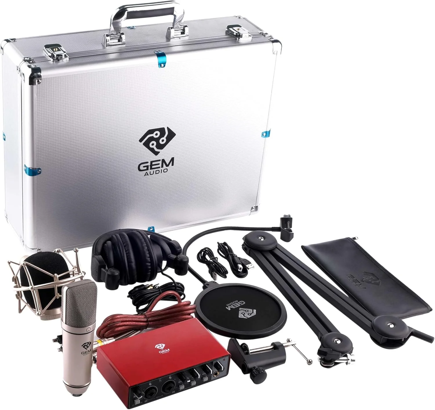 پکیج استودیویی خانگی GA67/SC23 شامل میکروفون، کارت صدا، هدفون، پایه و پاپ فیلتر مناسب برای تولید محتوا، پادکست، ساز و آواز