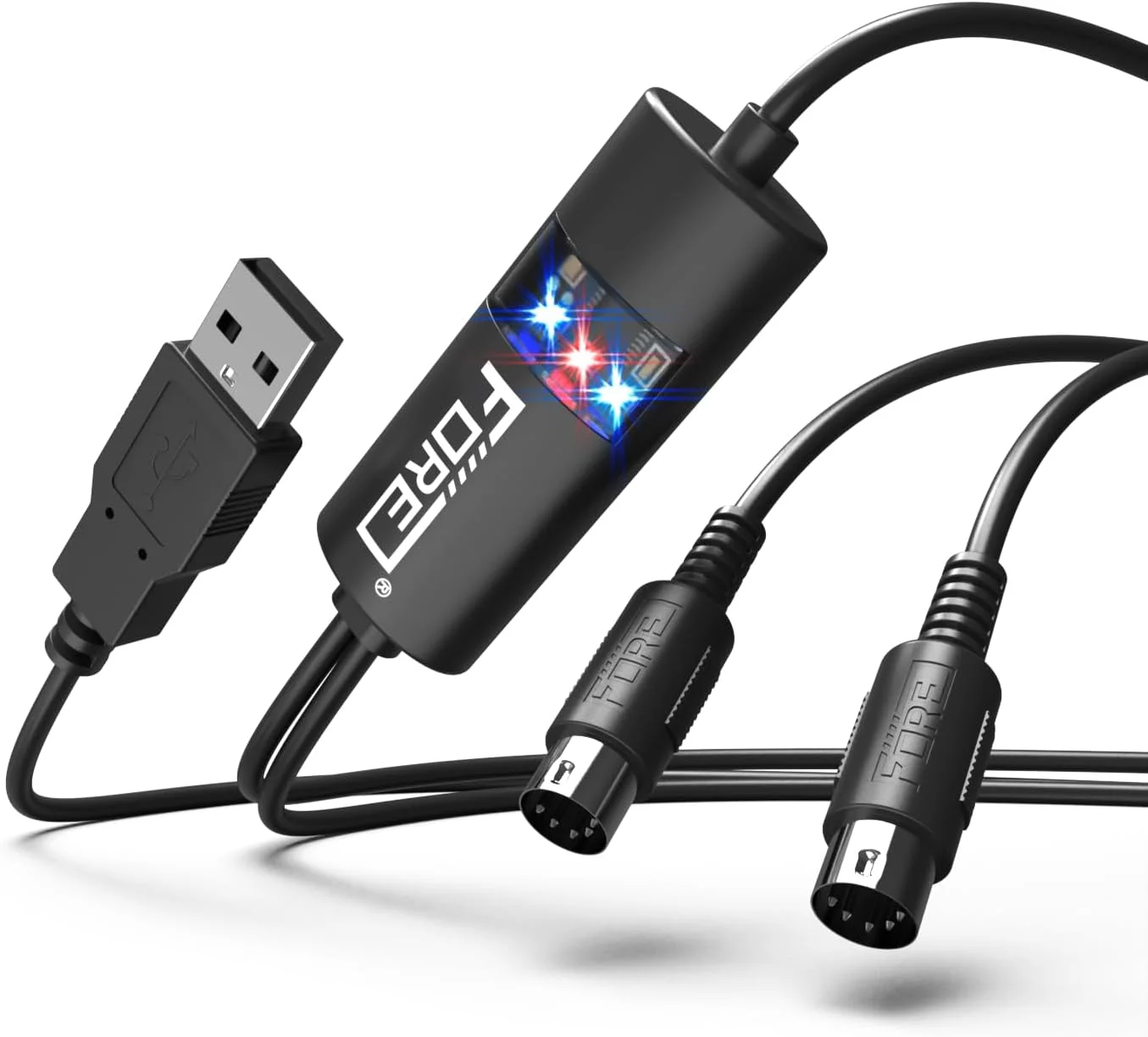 اینترفیس MIDI به USB برای اتصال کیبورد/سینتی سایزر به منظور ویرایش و ضبط صدا، سازگار با ویندوز/مک، USB 2.0، رنگ مشکی - 2 متر