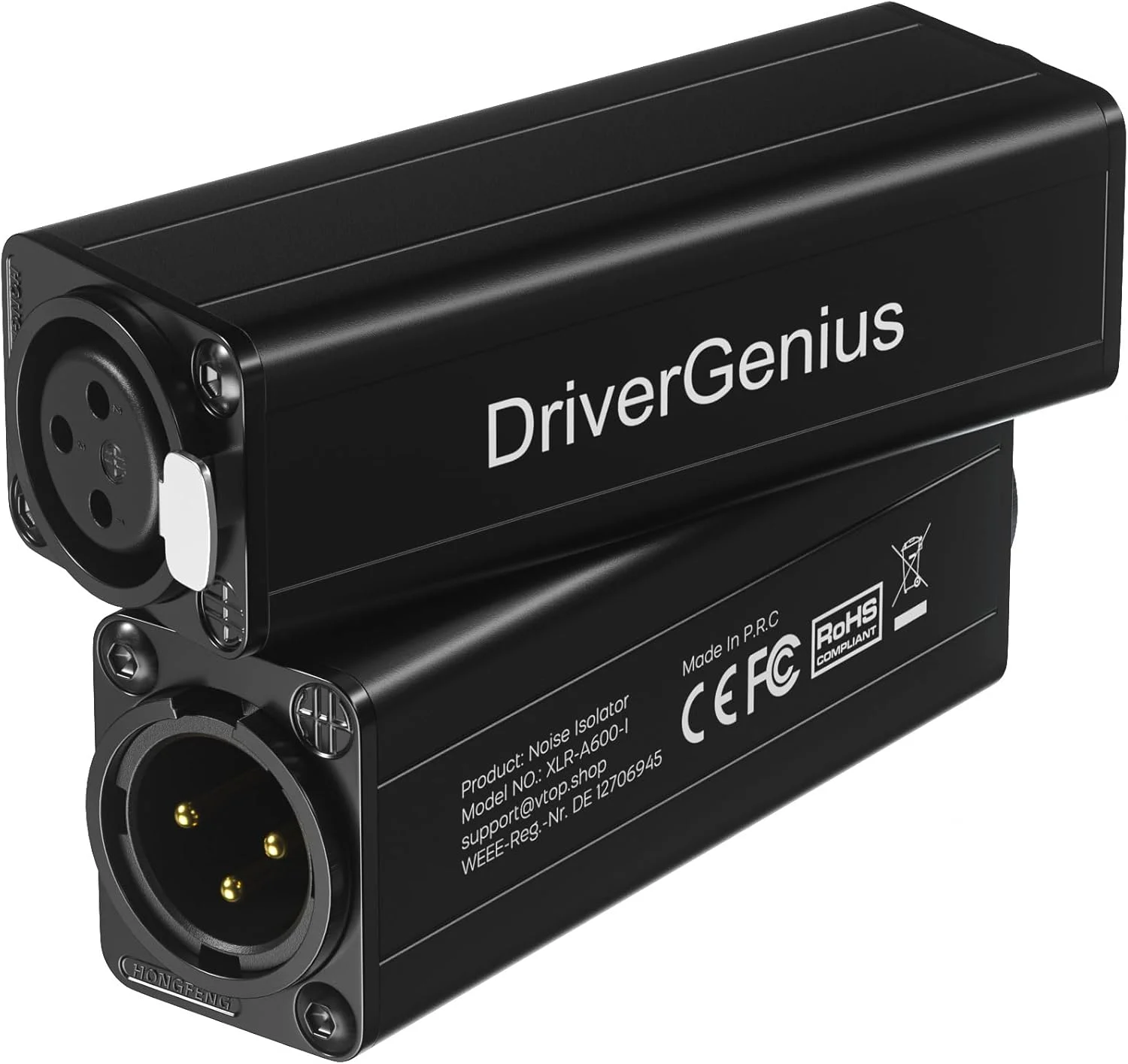 DriverGenius X-Shield | ایزولاتور حذف نویز گراند لوپ XLR تک کاناله - حذف کننده هام غیرفعال برای رابط های صوتی، کنسول های میکس و غیره M/F (2 عدد در 1 بسته)