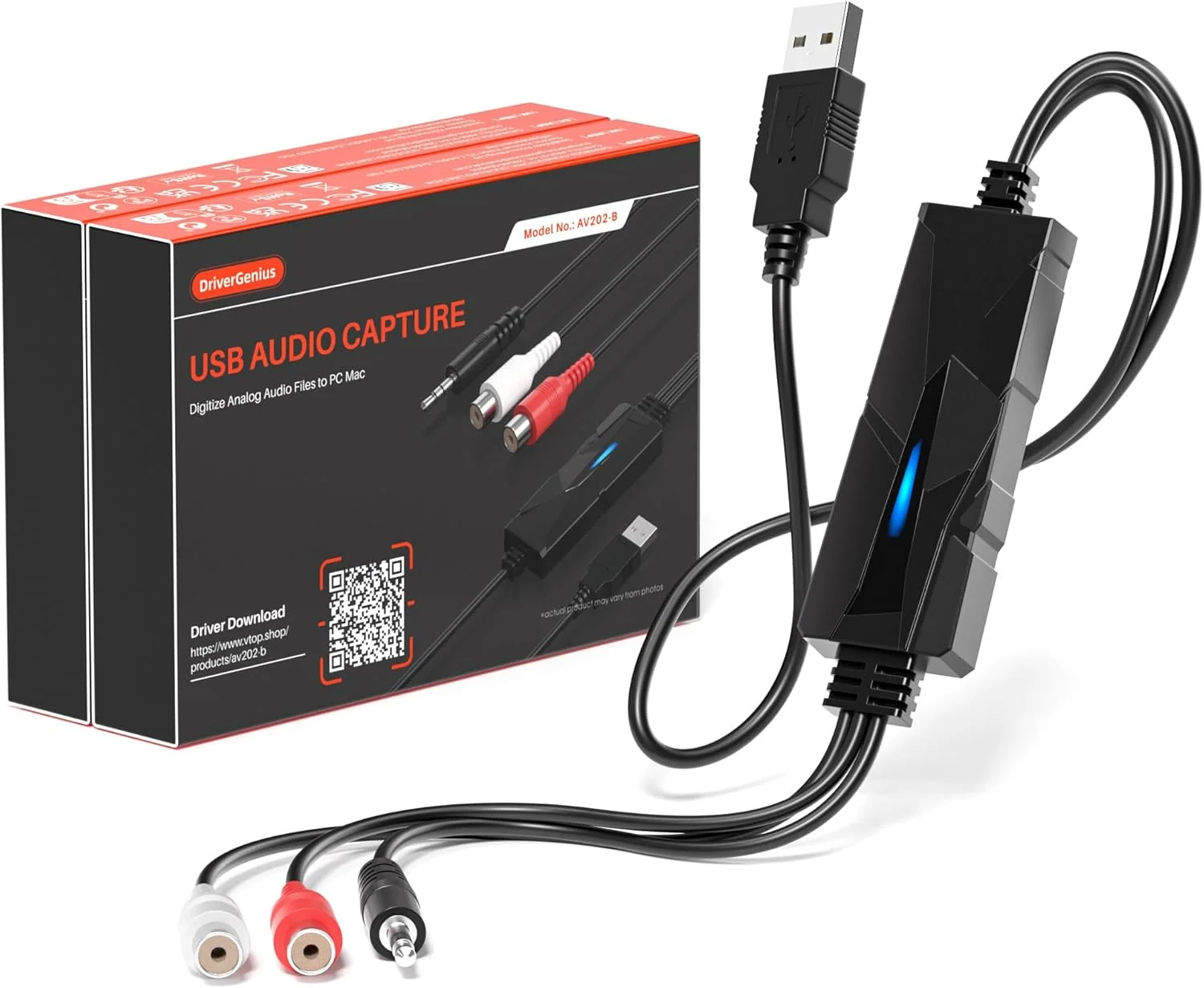 دستگاه ضبط صدای USB AudioXfer | تبدیل وینیل، MD و نوار کاست به کامپیوتر/CD از طریق اتصالات 3.5 میلی‌متری/RCA برای علاقه‌مندان به موسیقی و پادکسترها | سازگار با PC، Mac و Linux (2 عدد/1 بسته)