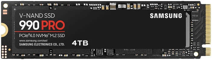 حافظه اس اس دی داخلی SAMSUNG 990 PRO 4TB NVMe M.2، PCIe Gen 4.0 x4، رابط NVMe 1.3، سرعت خواندن ترتیبی 7450 مگابایت بر ثانیه، سرعت نوشتن ترتیبی 6900 مگابایت بر ثانیه، ولتاژ 3.3 ولت، V-NAND 3 بیتی MLC | MZ-V9P4T0BW/AM حافظه اس اس دی داخلی SAMSUNG 990 PRO 4TB NVMe M.2، PCIe Gen 4.0 x4، رابط NVMe 1.3، سرعت خواندن ترتیبی 7450 مگابایت بر ثانیه، سرعت نوشتن ترتیبی 6900 مگابایت بر ثانیه، ولتاژ 3.3 ولت، V-NAND 3 بیتی MLC | MZ-V9P4T0BW/AM