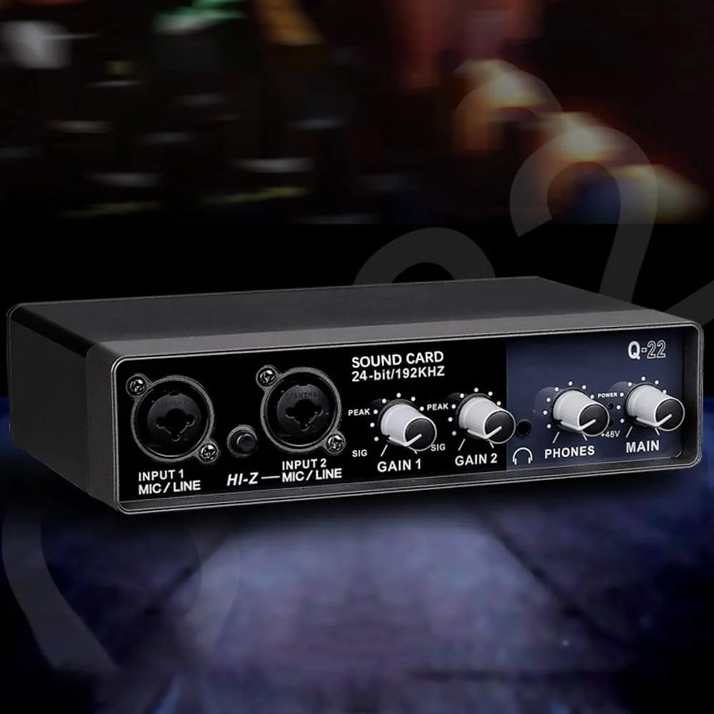 کارت صدای USB رابط صوتی قابل حمل میکروفون پری امپ تجهیزات میکس دیجیتال ضبط کامپیوتر