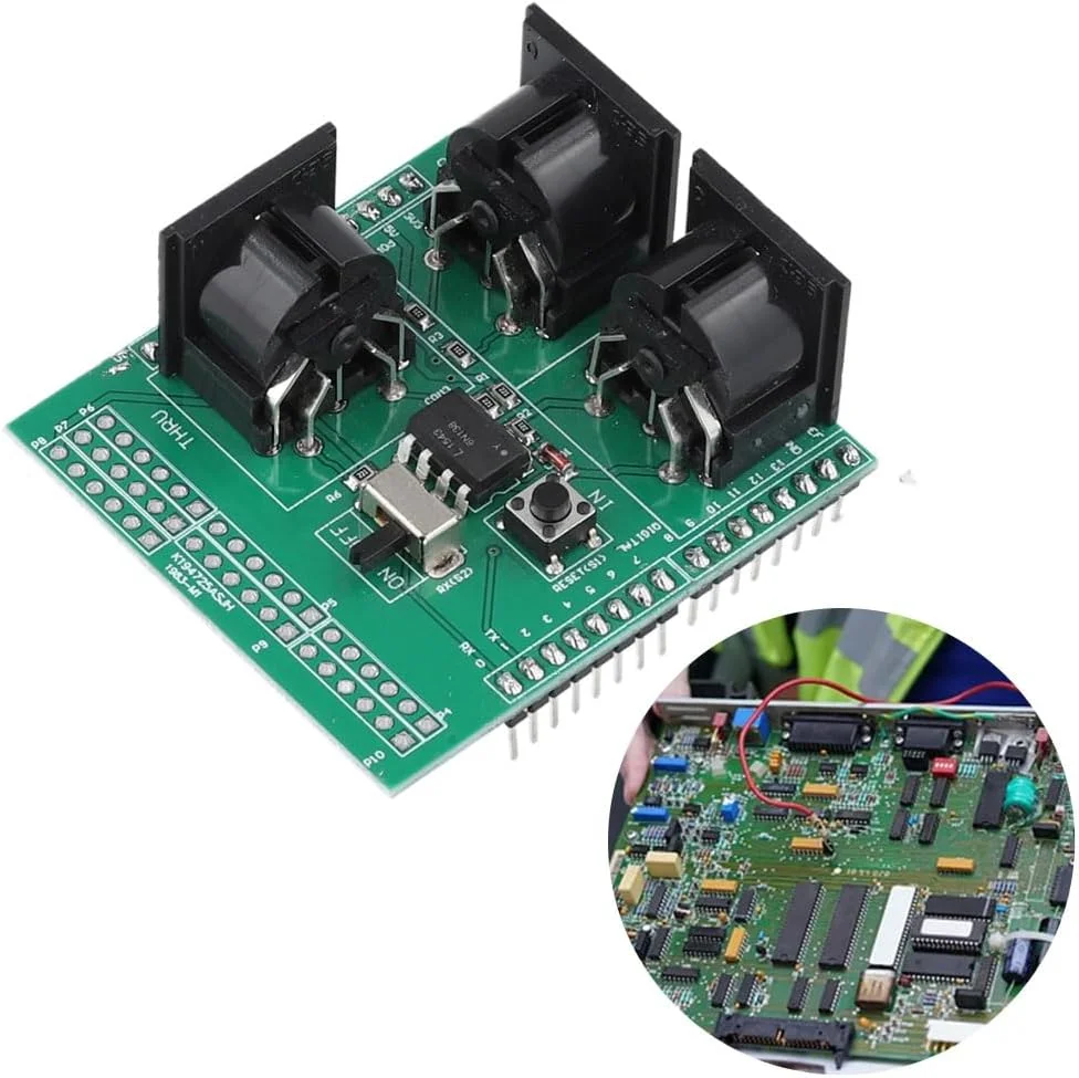 ماژول رابط MIDI دیجیتال، برد مبدل شیلد MIDI با پورت های MIDI IN/MIDI OUT/MIDI THRU، سوئیچ RUN/PGM با دقت بالا برای واحدهای میکروکنترلر