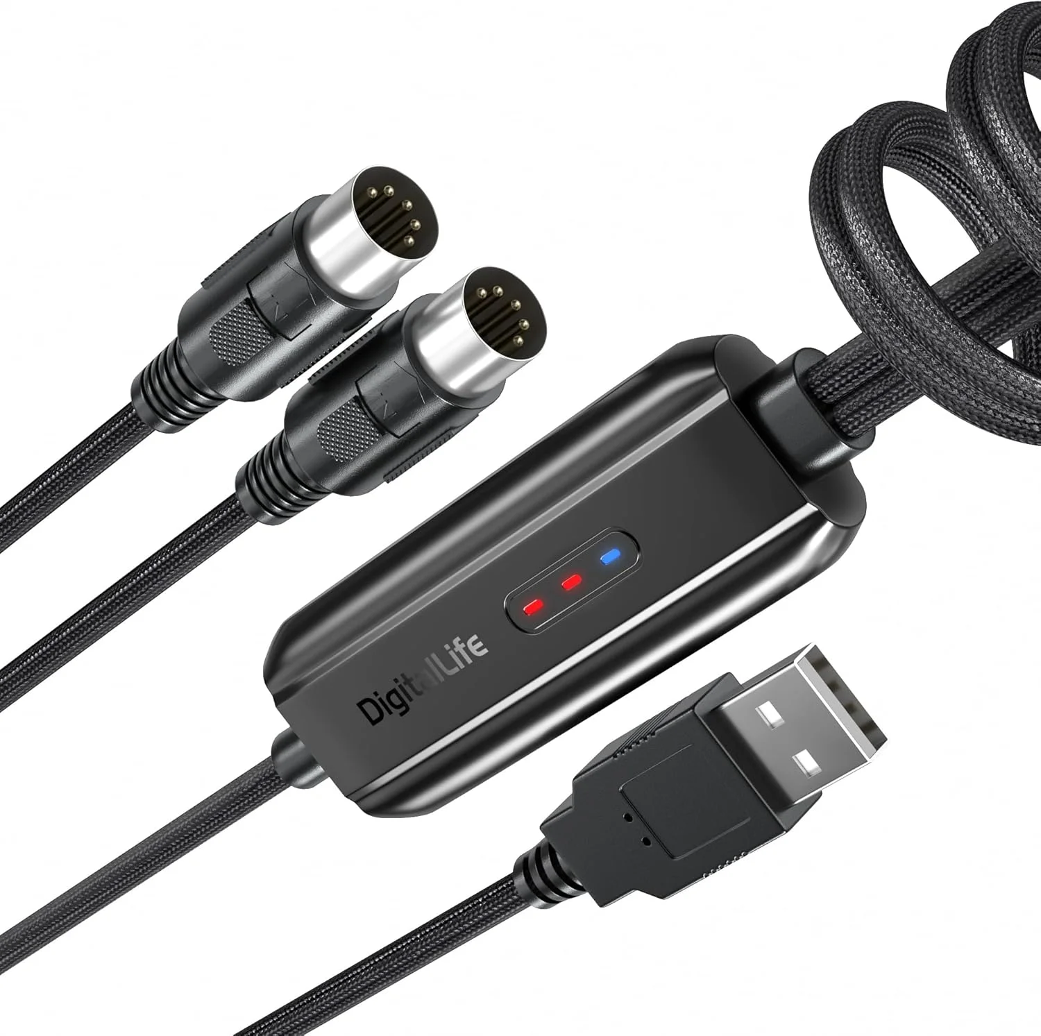 DigitalLife MIDI-A01 | آداپتور رابط USB MIDI به 5 پین - 3 عدد LED، سازگار با Windows/macOS