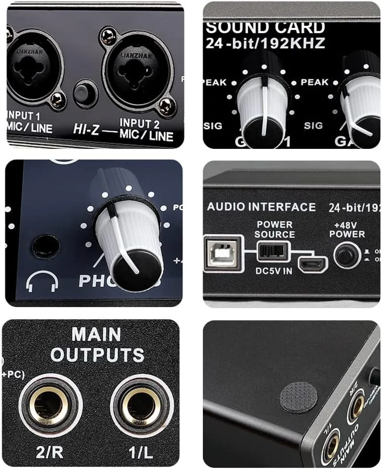 کارت صدای USB رابط صوتی قابل حمل میکروفون پری امپ تجهیزات میکس دیجیتال ضبط کامپیوتر