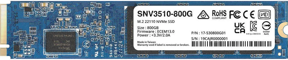 حافظه اس اس دی داخلی NVMe M.2 22110 سینولوژی، ظرفیت 800 گیگابایت، سرعت خواندن ترتیبی تا 3100 مگابایت بر ثانیه و سرعت نوشتن ترتیبی 1000 مگابایت بر ثانیه، رابط PCIe 3.0 x4، میزان TBW 1,022، میزان MTBF 1.8 میلیون ساعت | SNV3510-800G حافظه اس اس دی داخلی NVMe M.2 22110 سینولوژی، ظرفیت 800 گیگابایت، سرعت خواندن ترتیبی تا 3100 مگابایت بر ثانیه و سرعت نوشتن ترتیبی 1000 مگابایت بر ثانیه، رابط PCIe 3.0 x4، میزان TBW 1,022، میزان MTBF 1.8 میلیون ساعت | SNV3510-800G