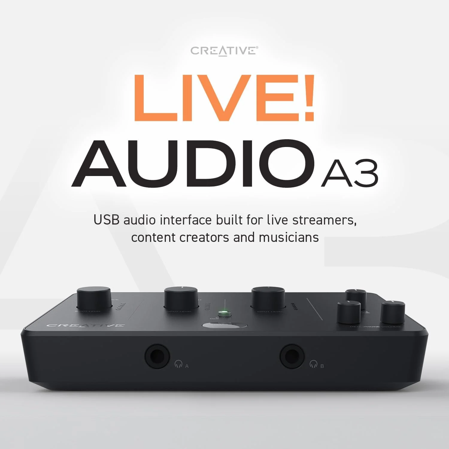 کارت صدای USB کریتیو Live! Audio A3 با ضبط و پخش با رزولوشن بالا تا 24 بیت 96 کیلوهرتز، با مانیتورینگ مستقیم بدون تاخیر