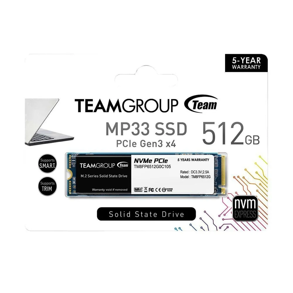 حافظه اس اس دی اینترنال Team Group MP33 M.2 2280 512GB PCIe 3.0 x4 با NVMe 1.3 3D NAND حافظه اس اس دی اینترنال Team Group MP33 M.2 2280 512GB PCIe 3.0 x4 با NVMe 1.3 3D NAND