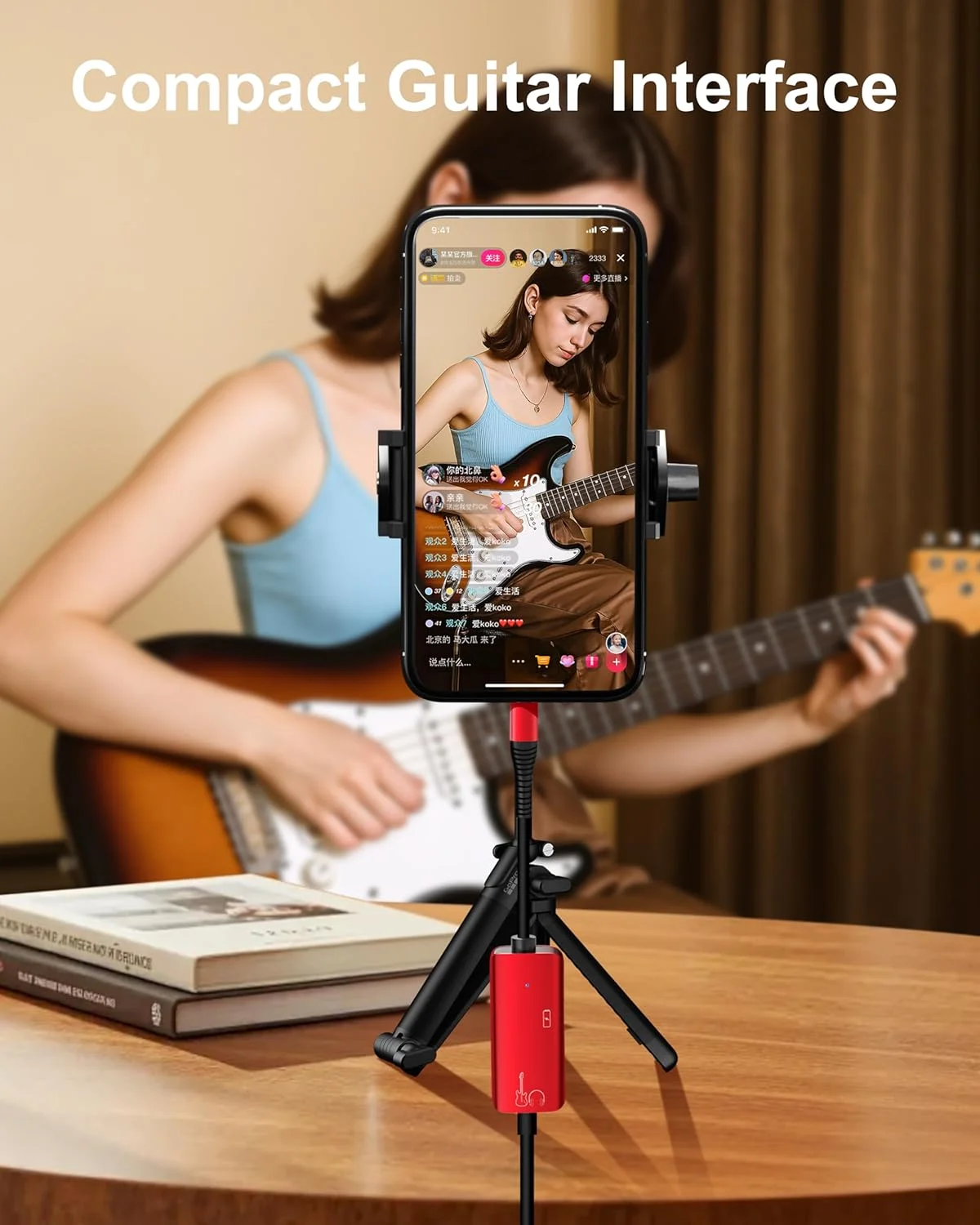 اینترفیس صوتی برای گیتار، اینترفیس گیتار USB C با کیفیت 24 بیت/192 کیلوهرتز برای ضبط صدا، اینترفیس میکروفون جیبی سازگار با آیفون، آیپد، مک و کامپیوتر