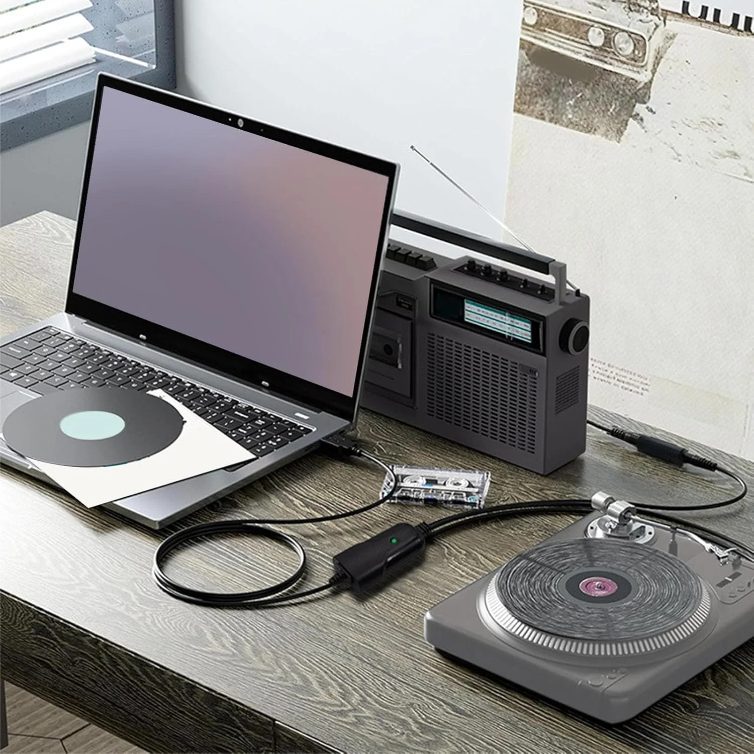 دستگاه ضبط صدا USB، تبدیل نوار کاست به MP3، گیرنده صدا با نرم افزار ویرایش، اتصال چند منظوره، مصرف برق پایین، با رابط 3.5 میلی متری و AV