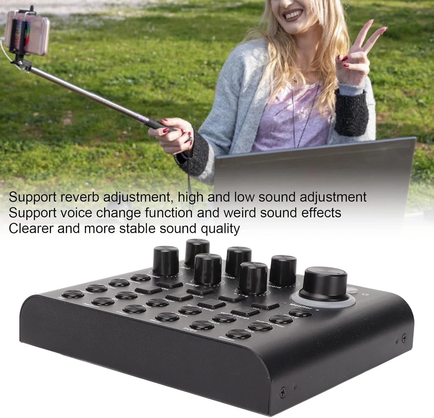 مجموعه میکروفون کاندنسر، کارت صدای V8P با میکسر DJ و کارت صدا استودیوی تولید پادکست قابل حمل، کیت کارت صدای میکروفون پادکست برای ضبط زنده، ضبط کامپیوتر و بازی