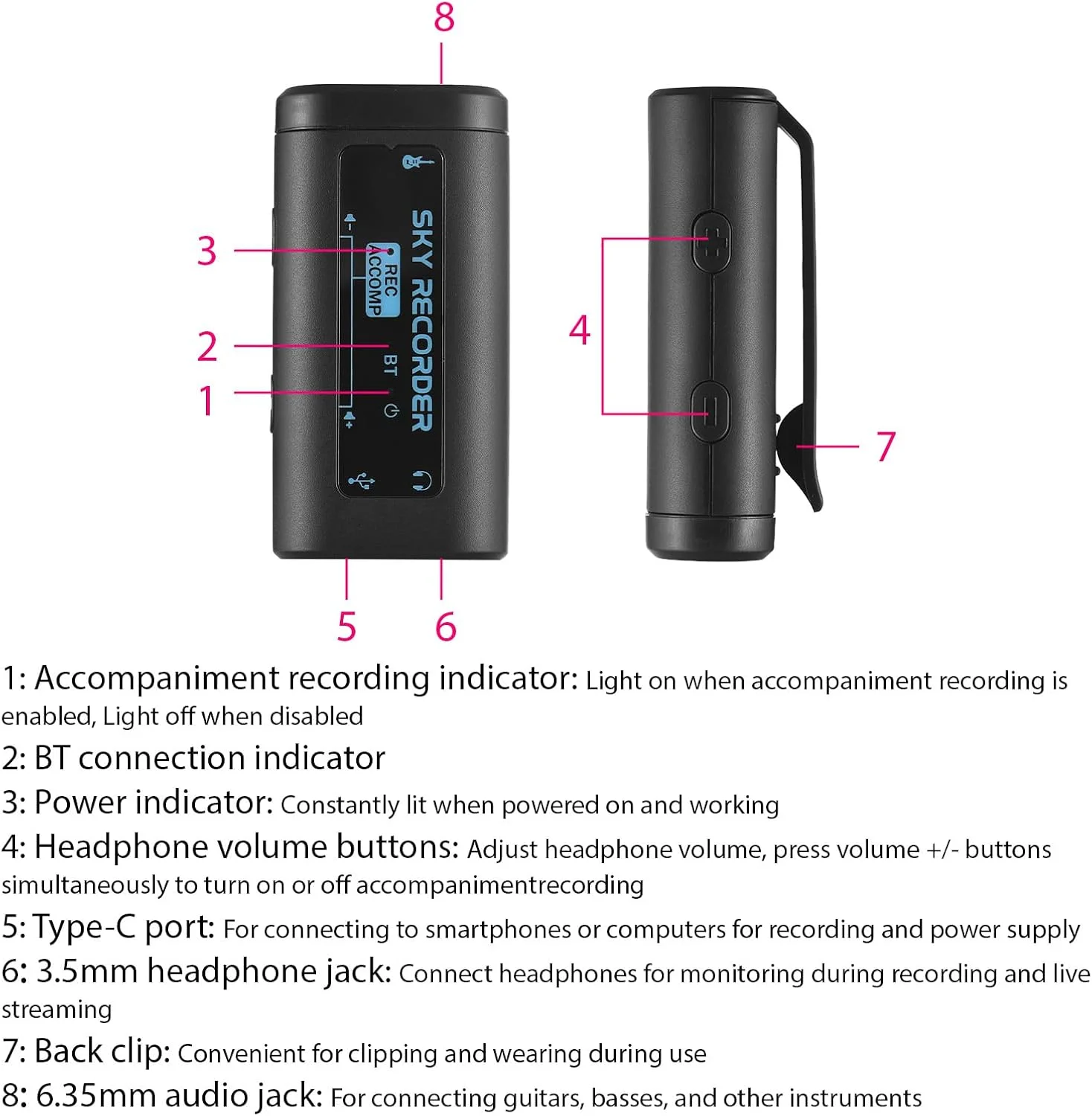کارت صدای ضبط قابل حمل CHICIRIS با همراهی BT 5.4، کیفیت بالا 48kHz 24bit، منبع تغذیه Type C برای تلفن های هوشمند، تبلت ها، پخش زنده و ضبط