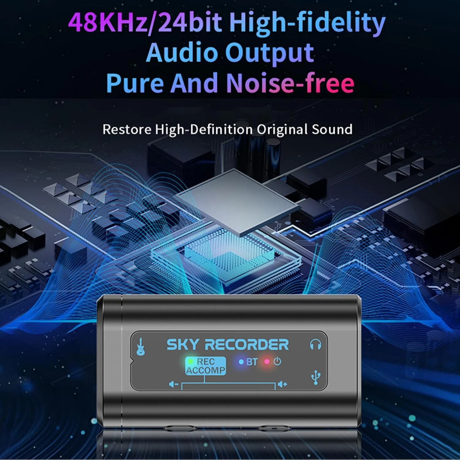 کارت صدای ضبط قابل حمل CHICIRIS با همراهی BT 5.4، کیفیت بالا 48kHz 24bit، منبع تغذیه Type C برای تلفن های هوشمند، تبلت ها، پخش زنده و ضبط