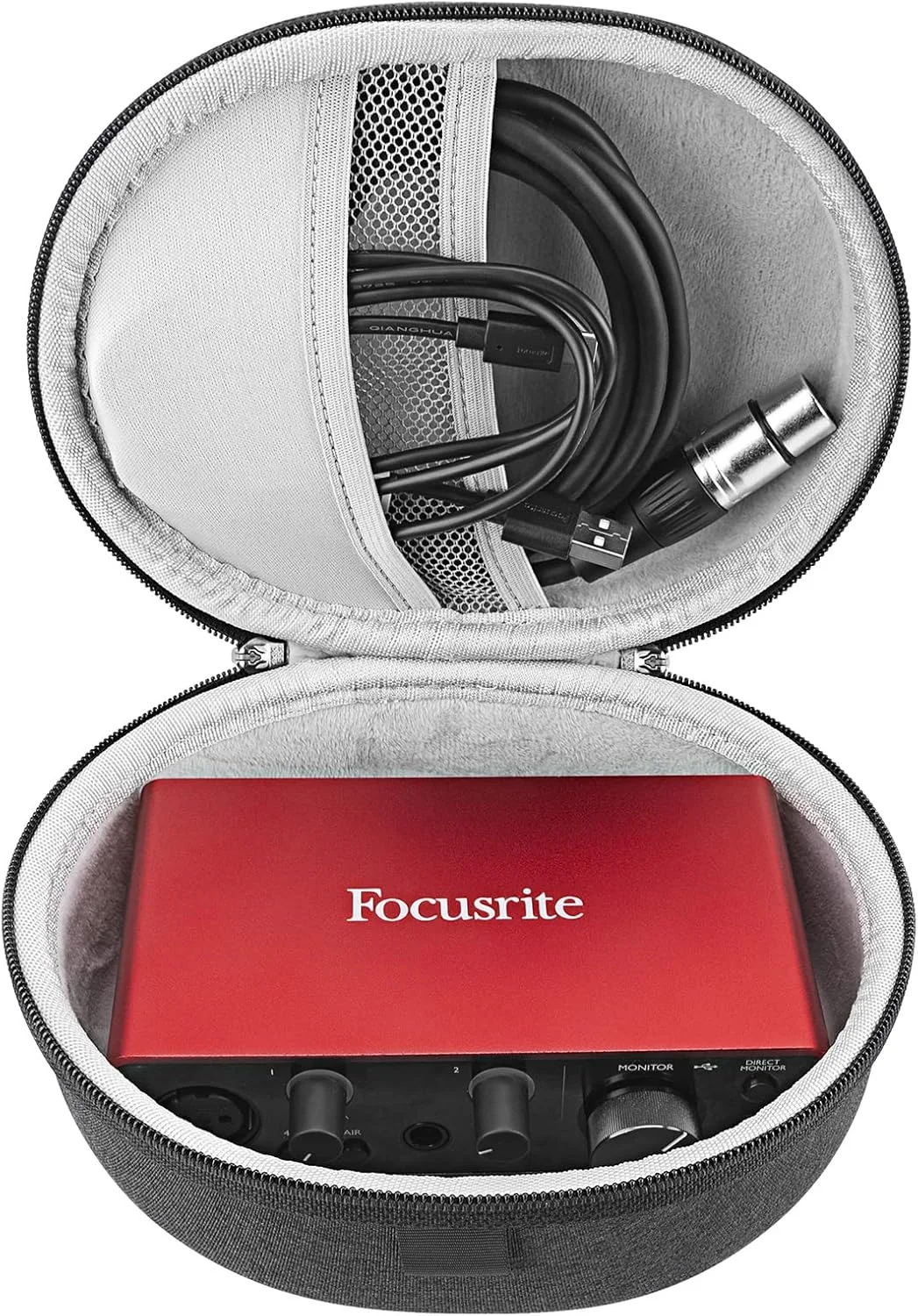 کیف محافظ Geekria Shield سازگار با Focusrite Scarlett Solo نسل سوم، کیف حمل سخت با محفظه کابل (خاکستری)