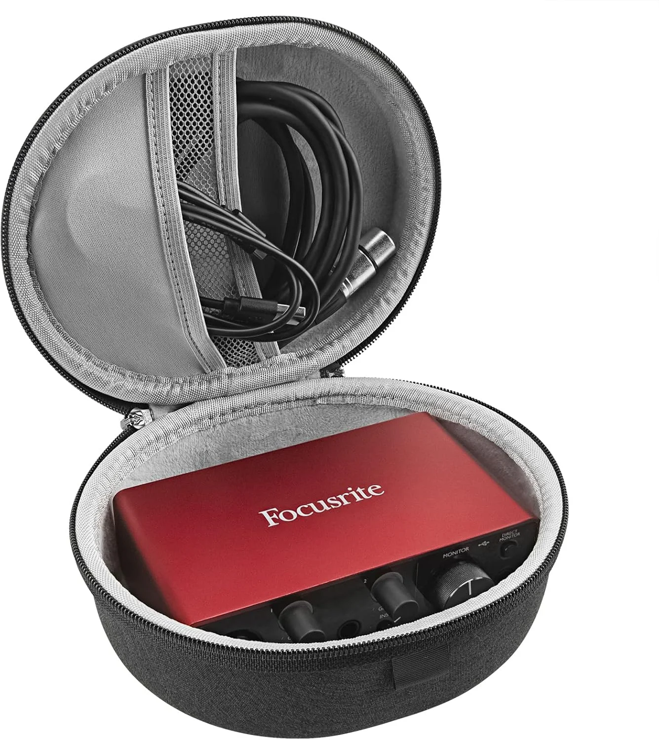 کیف محافظ Geekria Shield سازگار با Focusrite Scarlett Solo نسل سوم، کیف حمل سخت با محفظه کابل (خاکستری)