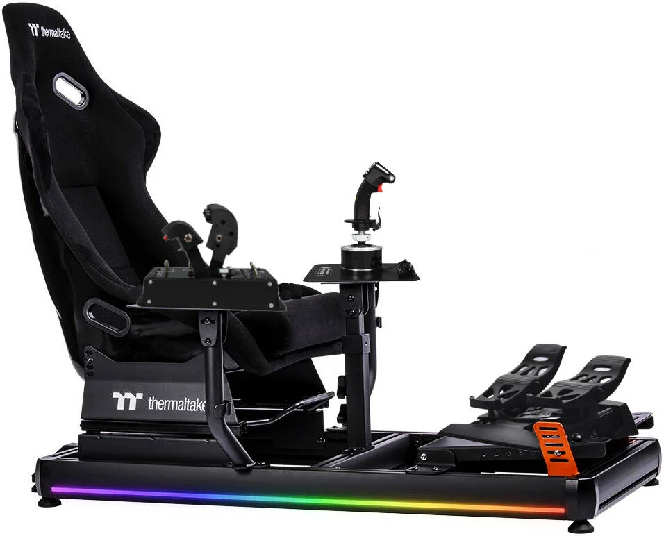 مجموعه شبیه ساز پرواز حرفه ای - کابین خلبان Thermaltake GF500 + جوی استیک Thrustmaster HOTAS Warthog + پدال های T.Flight Rudder