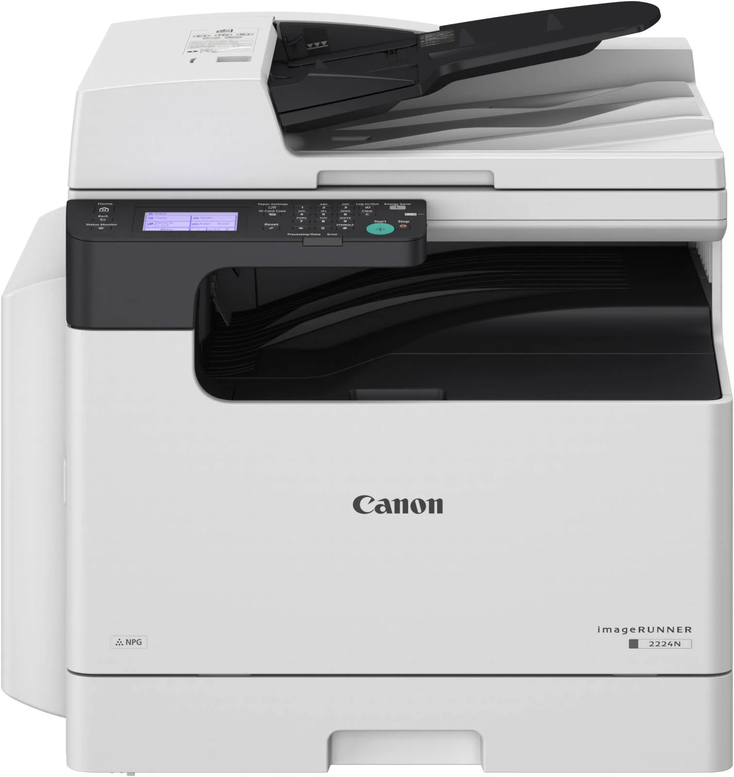 Canon imageRUNNER 2224N Multifuntional Laser Printer, Print, Copy, Scan, Fax, 3.5" Monochrome Touch Panel, 24 ppm (A4) Print Speed, Up to 1200x1200 DPI, 250 Sheets Max Output, White | IR 2224N