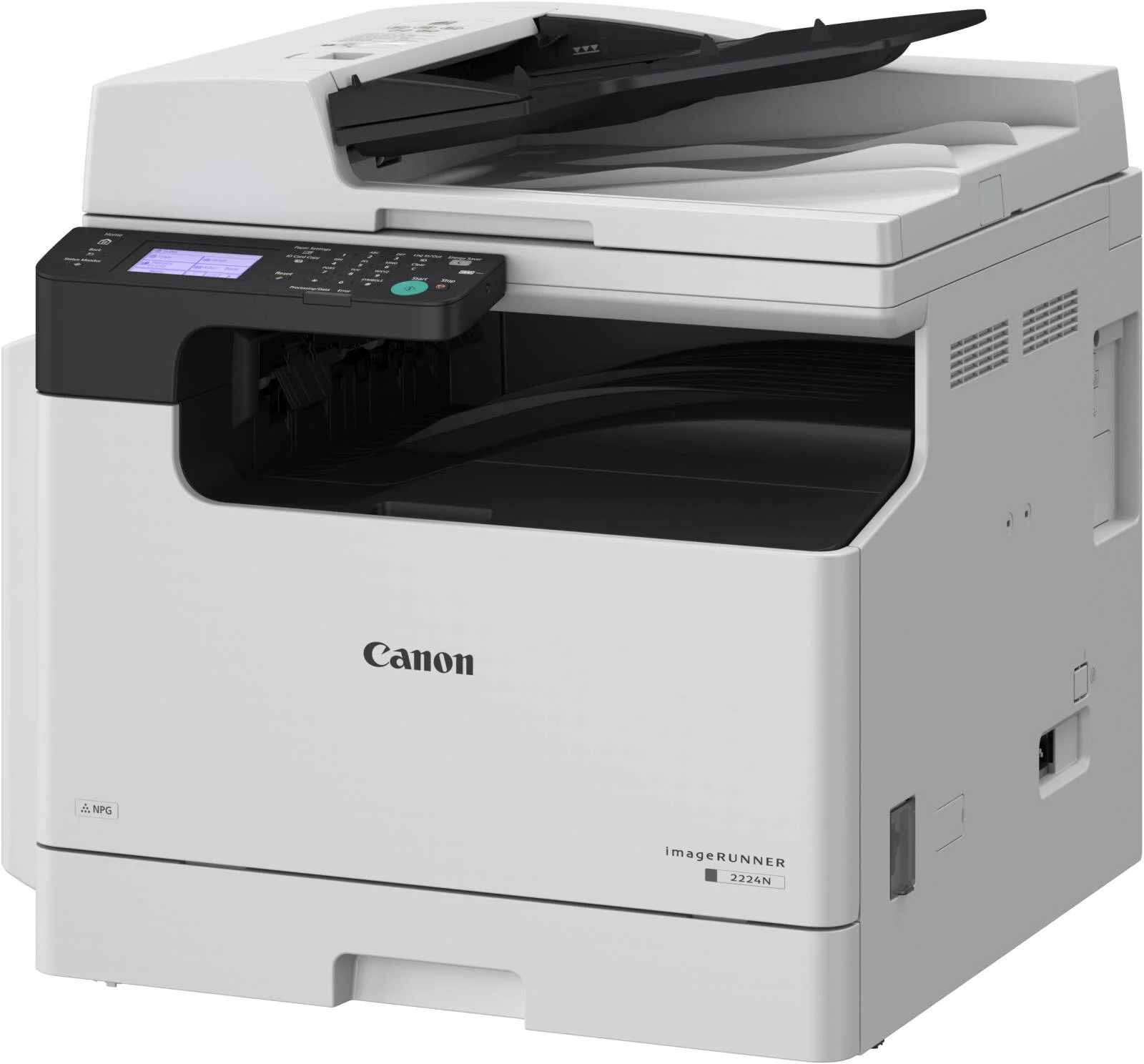 Canon imageRUNNER 2224N Multifuntional Laser Printer, Print, Copy, Scan, Fax, 3.5" Monochrome Touch Panel, 24 ppm (A4) Print Speed, Up to 1200x1200 DPI, 250 Sheets Max Output, White | IR 2224N