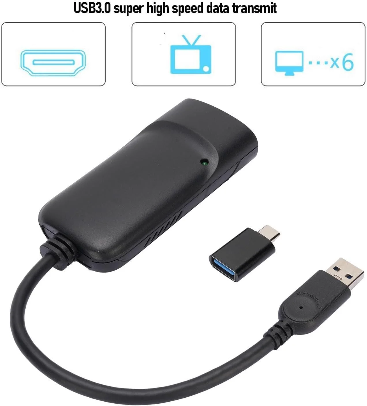 آداپتور USB3.0 به رابط چند رسانه ای با کیفیت بالا Bewinner HD، آداپتور 2K با خروجی صدای مستقل و ورودی میکروفون، پشتیبانی از حالت اصلی، حالت توسعه یافته، حالت آینه ای
