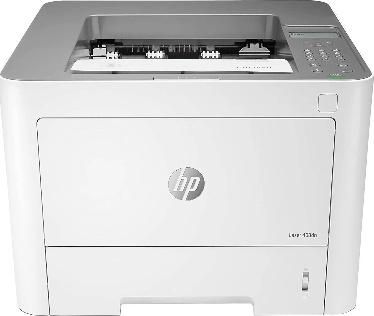 پرینتر لیزری تک رنگ HP 408DN، سرعت چاپ 40 صفحه در دقیقه (سیاه)، چرخه کارکرد ماهانه 1500-3500 صفحه، 1200 DPI، پورت USB 2.0، اترنت گیگابیتی داخلی، ظرفیت خروجی 150 برگه، سفید | 7UQ75A