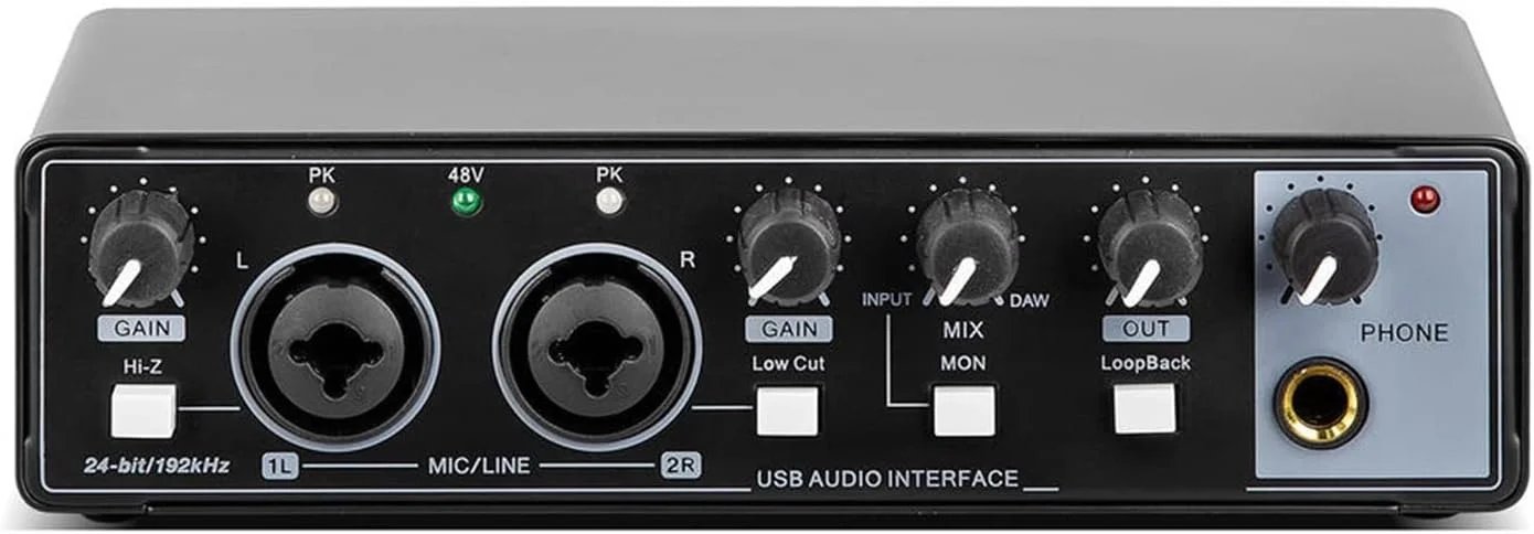 میکسر صدا، کارت صدای استودیویی تجهیزات صوتی رابط USB برای ضبط با مانیتورینگ برگشتی 48 ولت (مشکی)