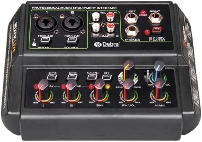 میکسر صوتی، کارت صدای 4 کاناله D4-Live با بلوتوث، فانتوم پاور 48+ ولت، 16 نوع DSP، برای پخش زنده و ضبط.