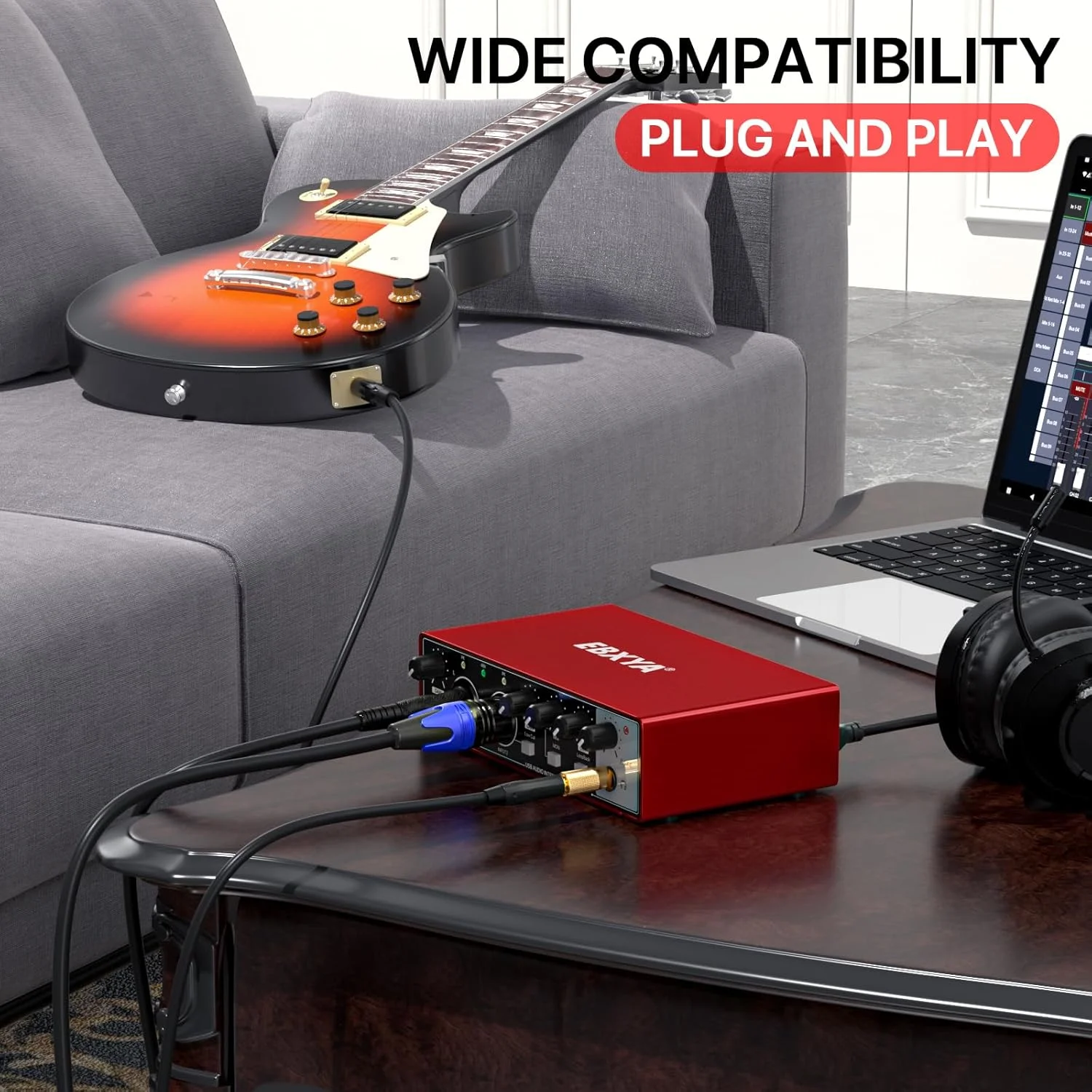 کارت صدای USB ای‌بی‌اکس‌وای‌ای 24 بیت/192 کیلوهرتز با ورودی‌های میکروفون/XLR/لاین، پری‌امپ‌های میکروفون XENYX با کیفیت بالا برای ضبط، استریم و پادکست