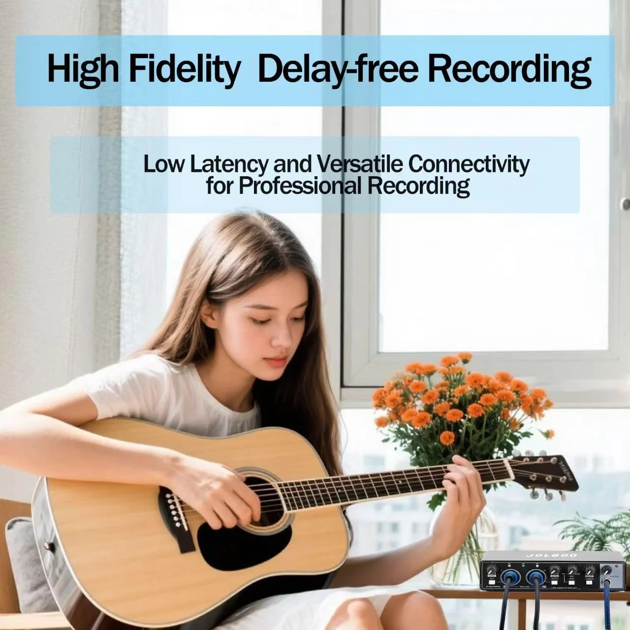 کارت صدای USB، 24 بیت/192 کیلوهرتز، اتصال و پخش آسان برای ضبط صدا - ورودی XLR/Line، خروجی هدفون، تاخیر کم، سازگار با کامپیوتر، مک، تلفن هوشمند