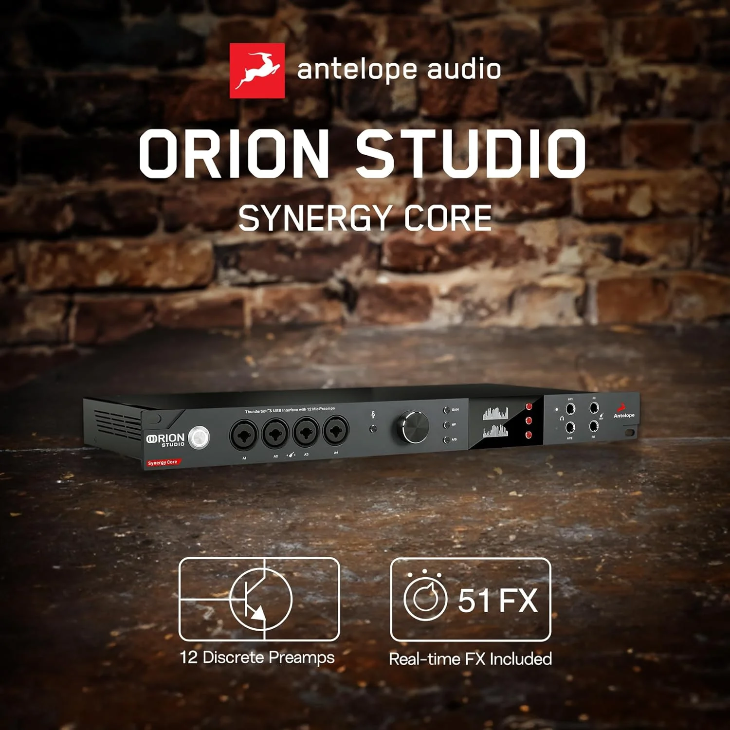 اینترفیس صوتی آنتلوپ Orion Studio Synergy Core Thunderbolt 3 و USB با 12 پری امپ مجزا و 6 پردازنده DSP + 2 پردازنده FX FPGA برای ضبط
