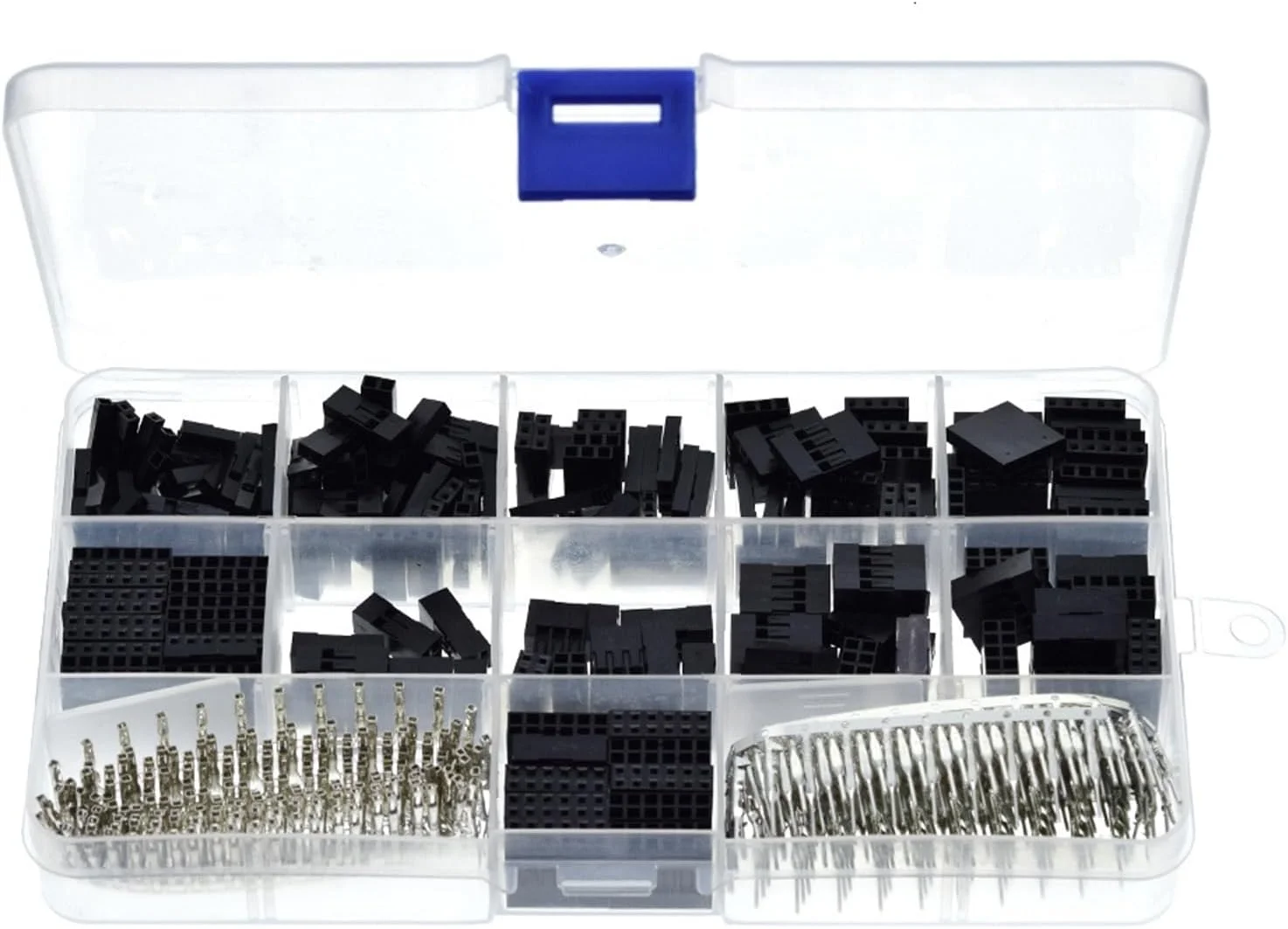 مجموعه 620 عددی کانکتور هدر پین سیم جامپر 2.54 میلی متری شامل محفظه کانکتور پلاگ 1/2/3/4/5/6 پین برای پرینتر سه بعدی و سیم جامپر