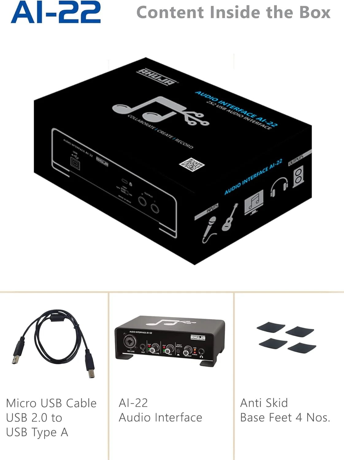 اینترفیس صوتی AHUJA مدل AI-22 (2 * 2 USB)