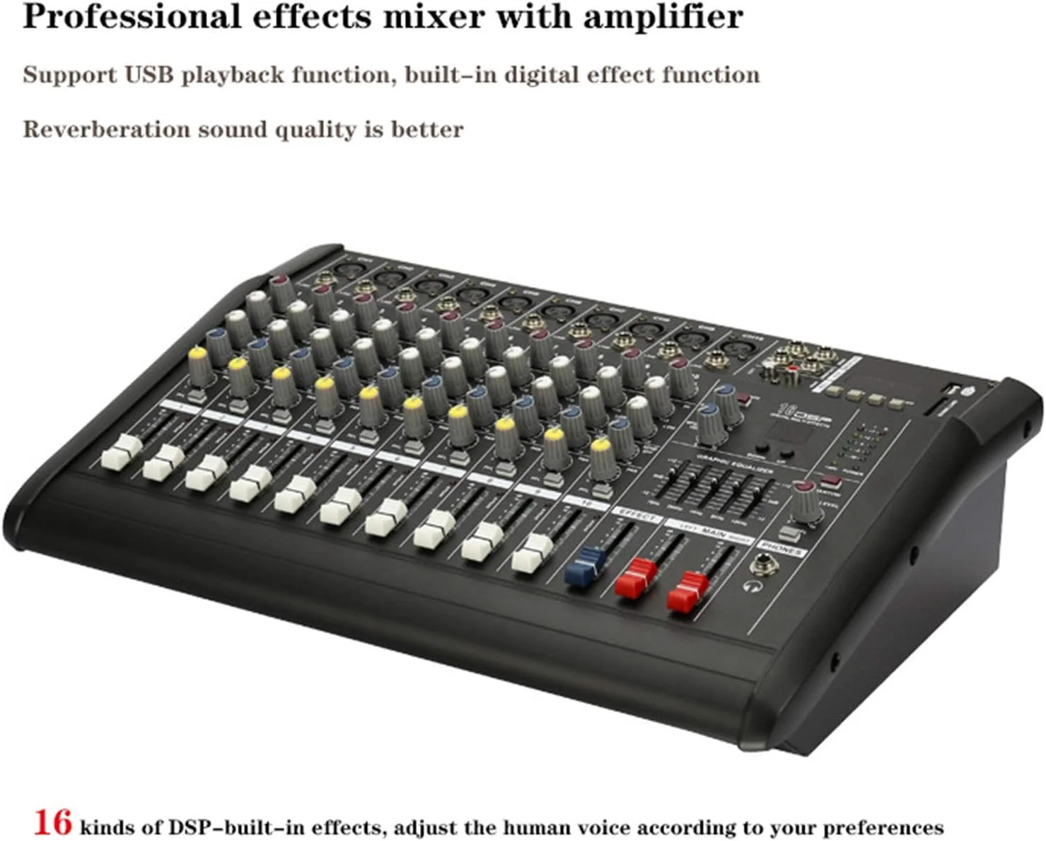 میکسر صدا استودیویی AGAATI، میکسر DJ 10 کانال، میکسر USB، کنترلر رابط تقویت کننده، میکسر صوتی حرفه ای USB Karaoke برای موسیقی DJ