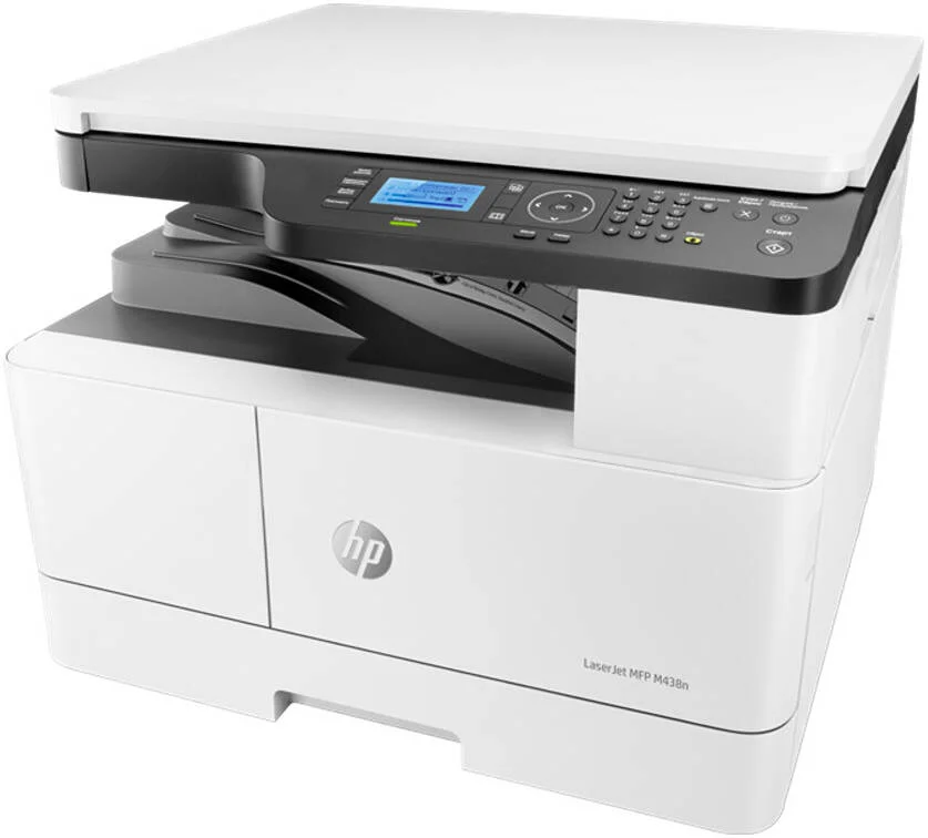 پرینتر لیزری چندکاره HP LaserJet MFP M438n، پرینت، کپی، اسکن، سرعت چاپ تا 24 صفحه در دقیقه (سیاه و سفید)، سرعت کپی تا 22 صفحه در دقیقه، رزولوشن تا 1200 x 1200 DPI، نمایشگر LCD 4 خطی، اسکنر تخت، سفید | 8AF43A