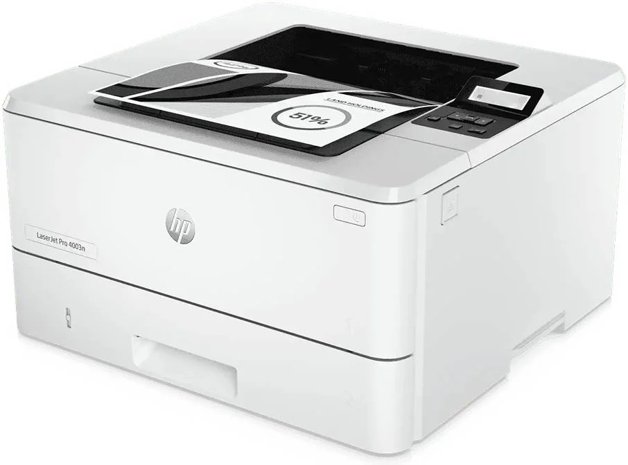 پرینتر لیزری سیاه و سفید A4 مدل HP LaserJet Pro 4003n، چاپ تا 42/40 صفحه در دقیقه، رزولوشن 1200 x 1200 dpi، ظرفیت ورودی تا 900 برگ، نمایشگر گرافیکی LCD، USB 2.0 / Ethernet | 2Z611A
