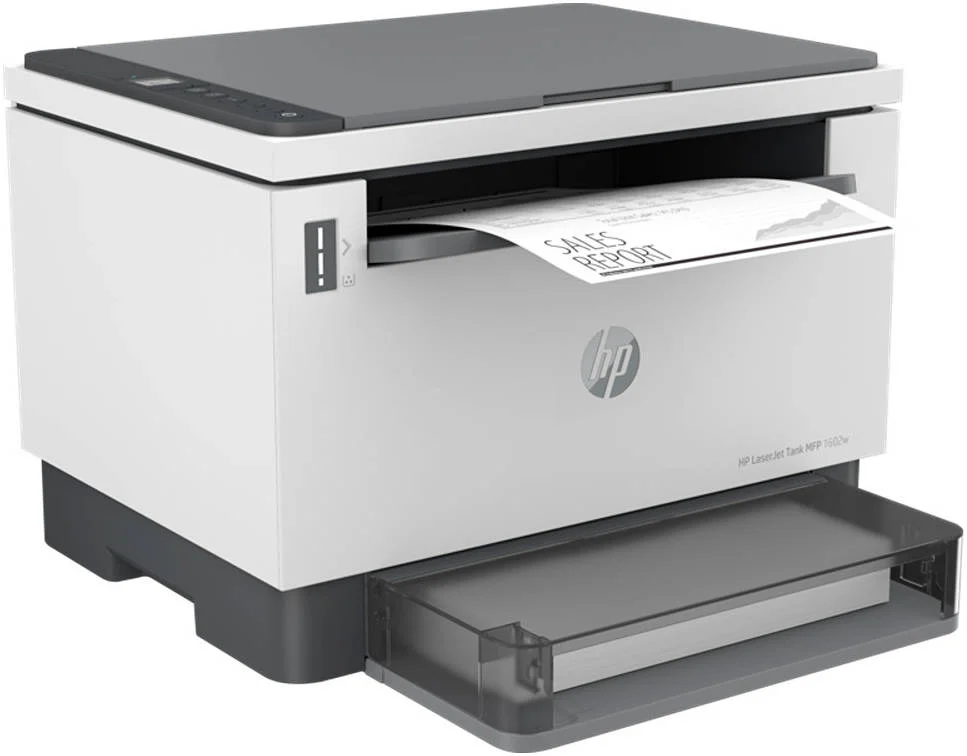 پرینتر لیزری سیاه و سفید چندکاره HP LaserJet Tank MFP 1602w A4، پرینت، اسکن و کپی، سرعت چاپ تا 22 صفحه در دقیقه، USB، وایرلس (Wi-Fi)، بلوتوث، سفید | 2R3E8A