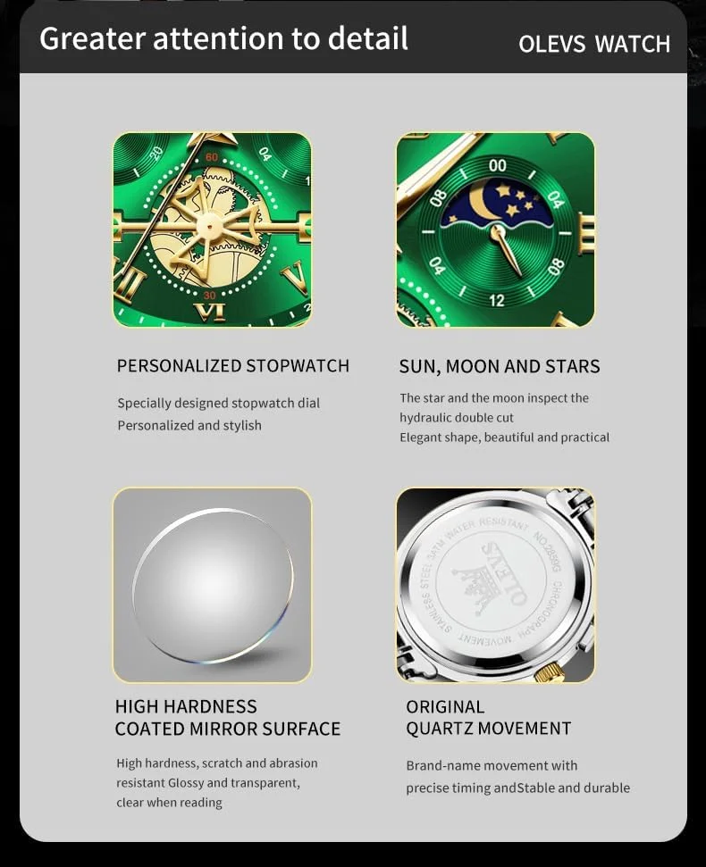 ساعت مچی مردانه اولوز، کوارتز آنالوگ با کیفیت، استیل ضد زنگ، ضد آب، کرنوگراف، شب تاب، مناسب برای استفاده روزمره، لوکس و صفحه بزرگ ساعت مچی مردانه اولوز، کوارتز آنالوگ با کیفیت، استیل ضد زنگ، ضد آب، کرنوگراف، شب تاب، مناسب برای استفاده روزمره، لوکس و صفحه بزرگ