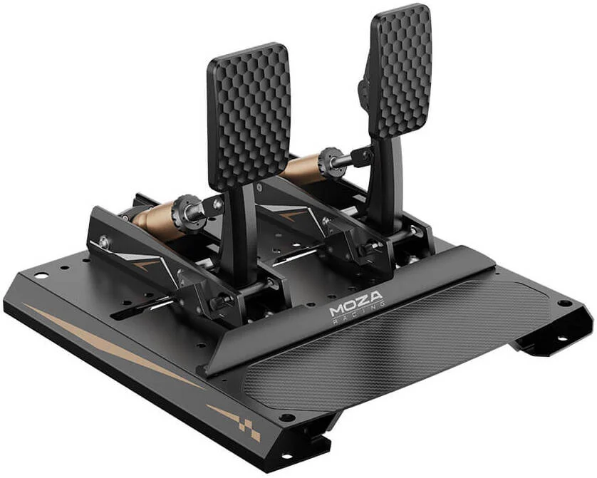 پدال های MOZA CRP2 با سنسور لودسل، صفحه پاشنه فیبر کربنی بافت جناغی 3K، آلیاژ آلومینیوم مورد استفاده در هوافضا، سنسور لودسل و سنسور زاویه، منحنی پدال قابل تنظیم، مشکی | RS066