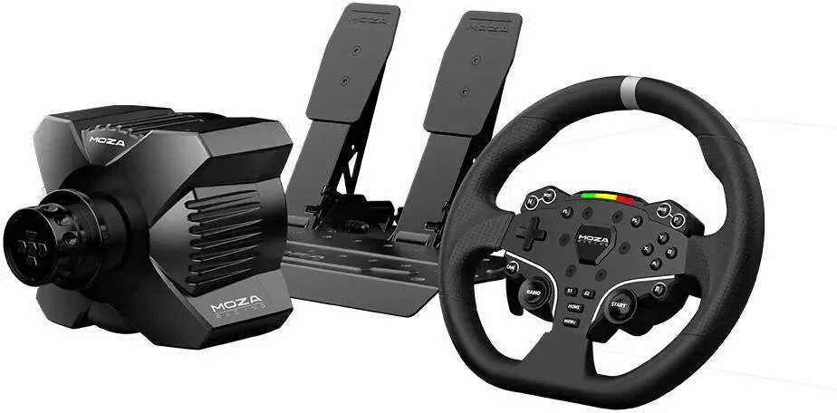 دسته فرمان و پدال MOZA R3، مخصوص PC، موتور سروو DD 3.9Nm، فرمان مسابقه ای 11 اینچی، آلومینیوم درجه هوانوردی، گریپ های PU ISF، فولاد مستحکم | R3-Bundle