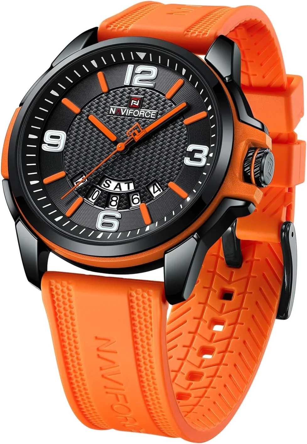 ساعت مچی ضد آب نیویفورس مردانه زنانه، آنالوگ تاریخ خودکار نظامی اسپرت یونیسکس، بند سیلیکونی