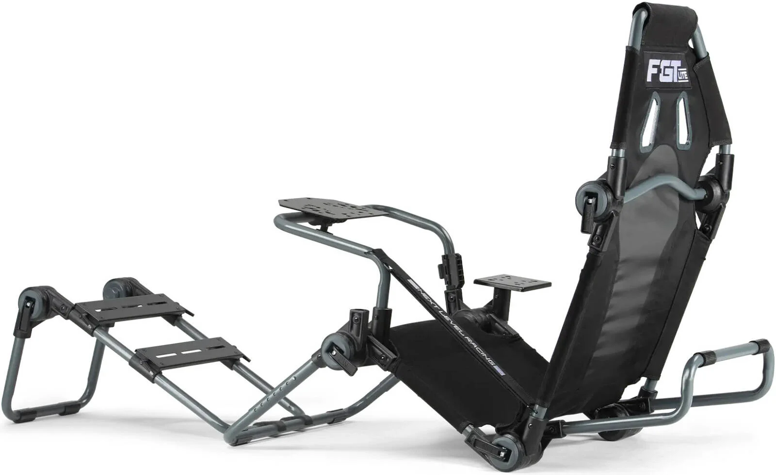صندلی مسابقه ای تاشو Next Level Racing F-GT Lite نسخه خاکستری کربنی، تنظیمات سریع، چرخ قابل تنظیم، تعویض دنده و موقعیت پدال، طراحی تاشو، پارچه تنفسی، خاکستری | NLR-S015GR